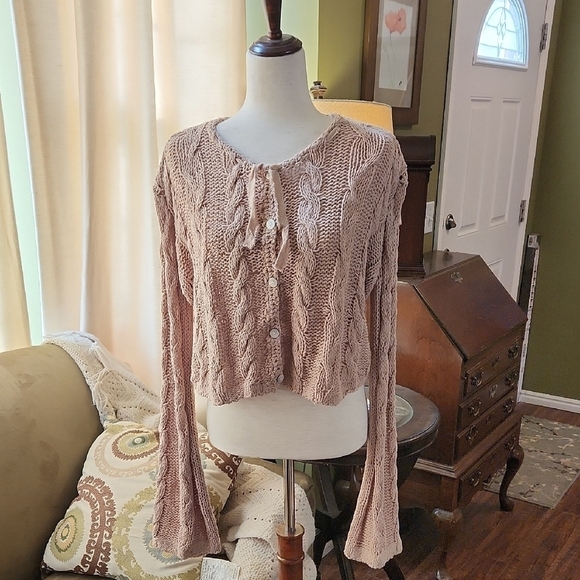 Free People Sweaters - NWT Free People Tan Knit Cardigan​​​​